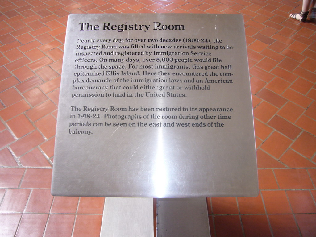 Explanation on the Registry Room of the Ellis Island Immigration Museum