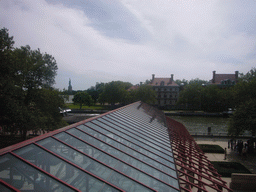 View from the Ellis Island Immigration Museum on Ellis Island and Liberty Island, with the Statue of Liberty