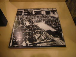 Old photo of the Registry Room of the Ellis Island Immigration Museum