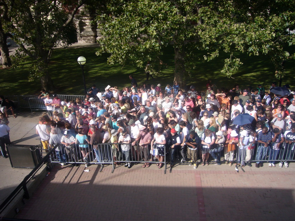 Waiting line at Ellis Island, from the Ellis Island ferry