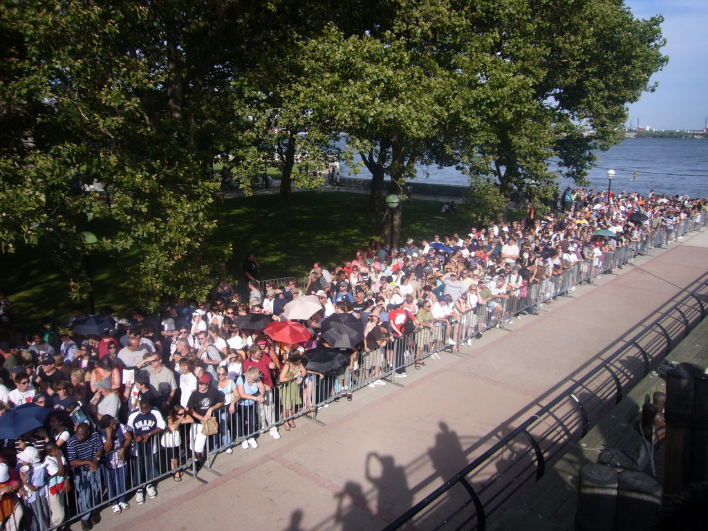 Waiting line at Ellis Island, from the Ellis Island ferry