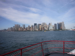 The skyline of Manhattan, from the Ellis Island ferry
