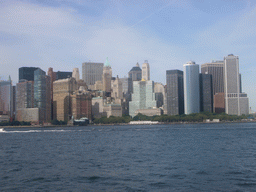 The skyline of Manhattan, from the Ellis Island ferry