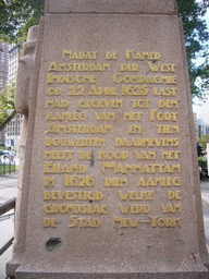 Dutch inscription on the Netherlands Monument in Battery Park