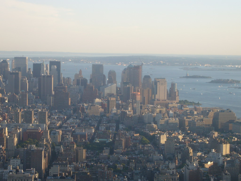 The South side of Manhattan, Liberty Island and Ellis Island, from the Empire State Building