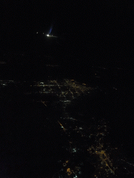 Town near Chicago, viewed from the airplane from Seattle, by night