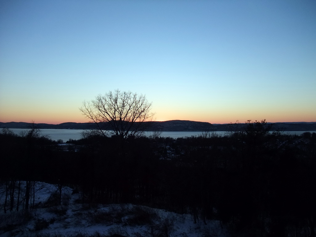 The towns of Ossining and Sparta and the Tappan Zee sea, viewed from the Philips Research offices in Briarcliff Manor, at sunset