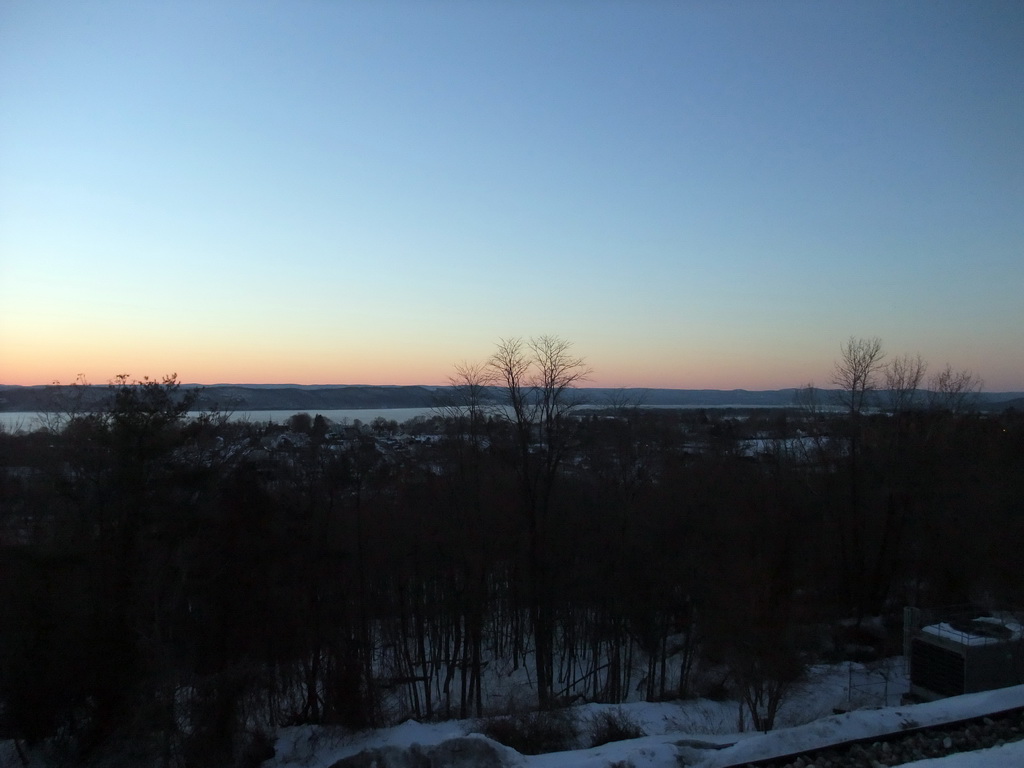The towns of Ossining and Sparta and the Tappan Zee sea, viewed from the Philips Research offices in Briarcliff Manor, at sunset