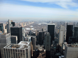 Central Park and surroundings, CitySpire Center and the Hudson River, viewed from the `Top of the Rock` Observation Deck at the GE Building of Rockefeller Center