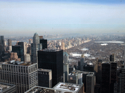 Central Park and surroundings, CitySpire Center and the Hudson River, viewed from the `Top of the Rock` Observation Deck at the GE Building of Rockefeller Center