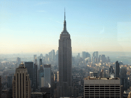 Skyline of Manhattan with the Empire State Building, viewed from the `Top of the Rock` Observation Deck at the GE Building of Rockefeller Center