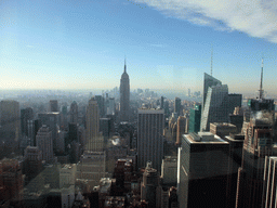 Skyline of Manhattan with the Empire State Building, the Bank of America Tower and the Condé Nast Building, viewed from the `Top of the Rock` Observation Deck at the GE Building of Rockefeller Center