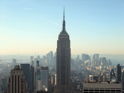 Skyline of Manhattan with the Empire State Building, viewed from the `Top of the Rock` Observation Deck at the GE Building of Rockefeller Center