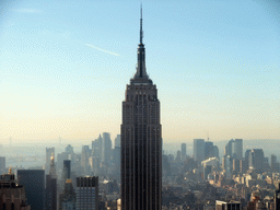 Skyline of Manhattan with the Empire State Building, viewed from the `Top of the Rock` Observation Deck at the GE Building of Rockefeller Center