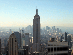 Skyline of Manhattan with the Empire State Building, viewed from the `Top of the Rock` Observation Deck at the GE Building of Rockefeller Center