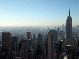 Skyline of Manhattan with the Empire State Building, viewed from the `Top of the Rock` Observation Deck at the GE Building of Rockefeller Center