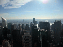 East side of Manhattan with the Citigroup Center and the 383 Madison Avenue building and the East River, viewed from the `Top of the Rock` Observation Deck at the GE Building of Rockefeller Center