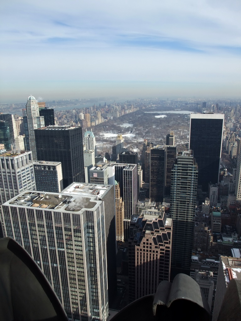 Central Park and surroundings, CitySpire Center and the Hudson River, viewed from the `Top of the Rock` Observation Deck at the GE Building of Rockefeller Center