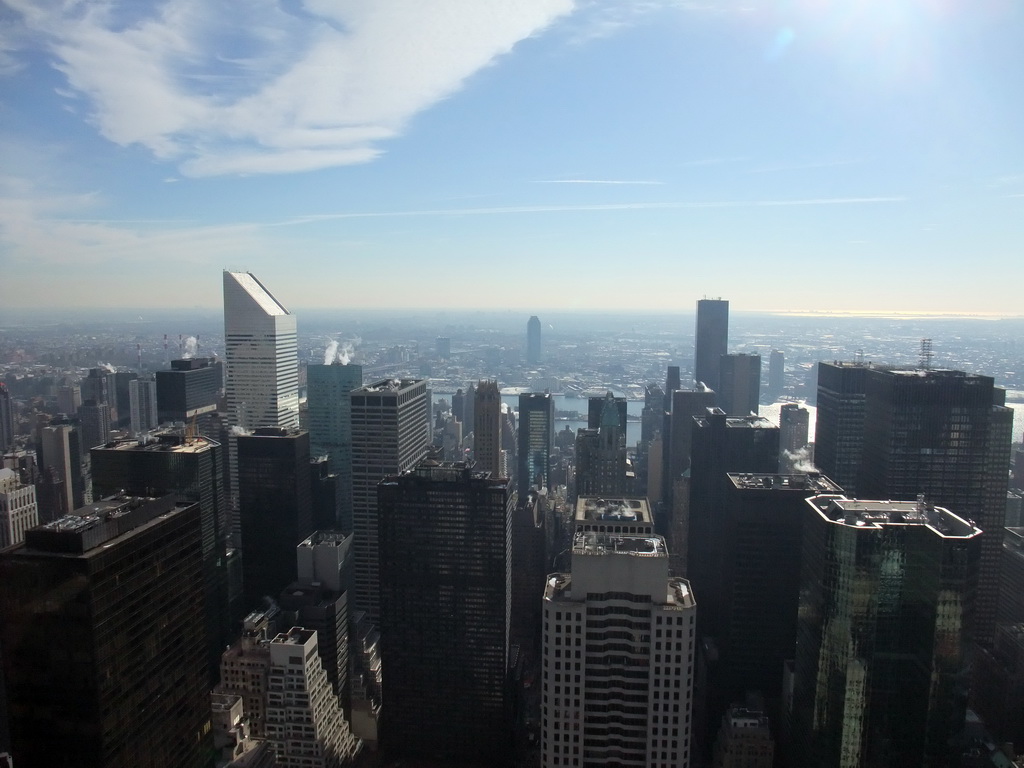 East side of Manhattan with the Citigroup Center and the East River, viewed from the `Top of the Rock` Observation Deck at the GE Building of Rockefeller Center
