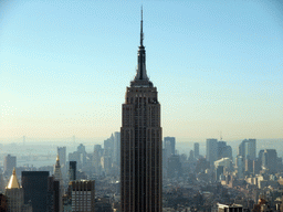 Skyline of Manhattan with the Empire State Building, viewed from the `Top of the Rock` Observation Deck at the GE Building of Rockefeller Center