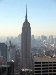 Skyline of Manhattan with the Empire State Building, viewed from the `Top of the Rock` Observation Deck at the GE Building of Rockefeller Center