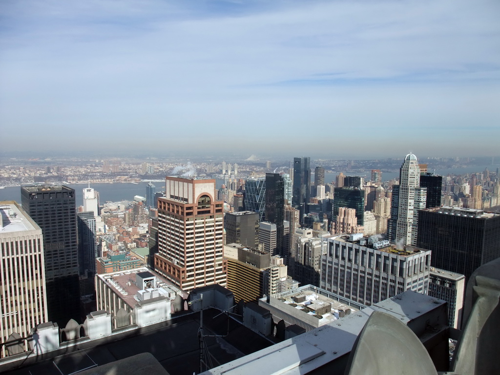 Northwest side of Manhattan with the CitySpire Center and the Hudson River, viewed from the `Top of the Rock` Observation Deck at the GE Building of Rockefeller Center