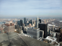 Northwest side of Manhattan with the CitySpire Center, Central Park and the Hudson River, viewed from the `Top of the Rock` Observation Deck at the GE Building of Rockefeller Center