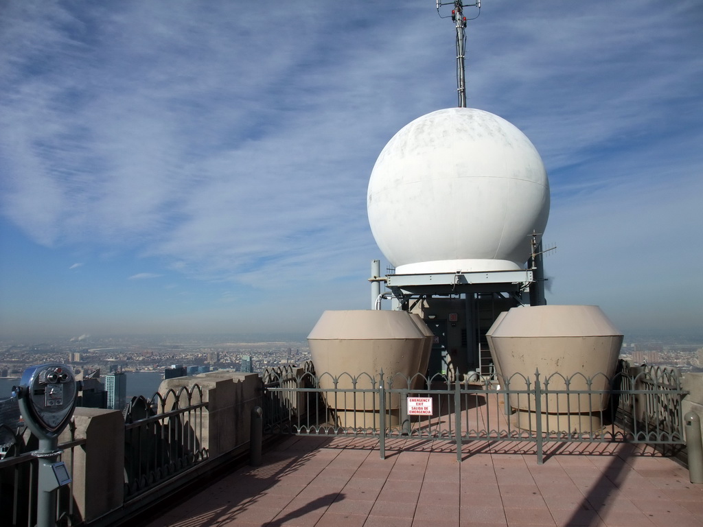 The top level of the `Top of the Rock` Observation Deck at the GE Building of Rockefeller Center