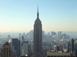 Skyline of Manhattan with the Empire State Building, viewed from the `Top of the Rock` Observation Deck at the GE Building of Rockefeller Center