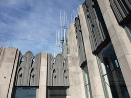 Antennas at the top level of the `Top of the Rock` Observation Deck at the GE Building of Rockefeller Center