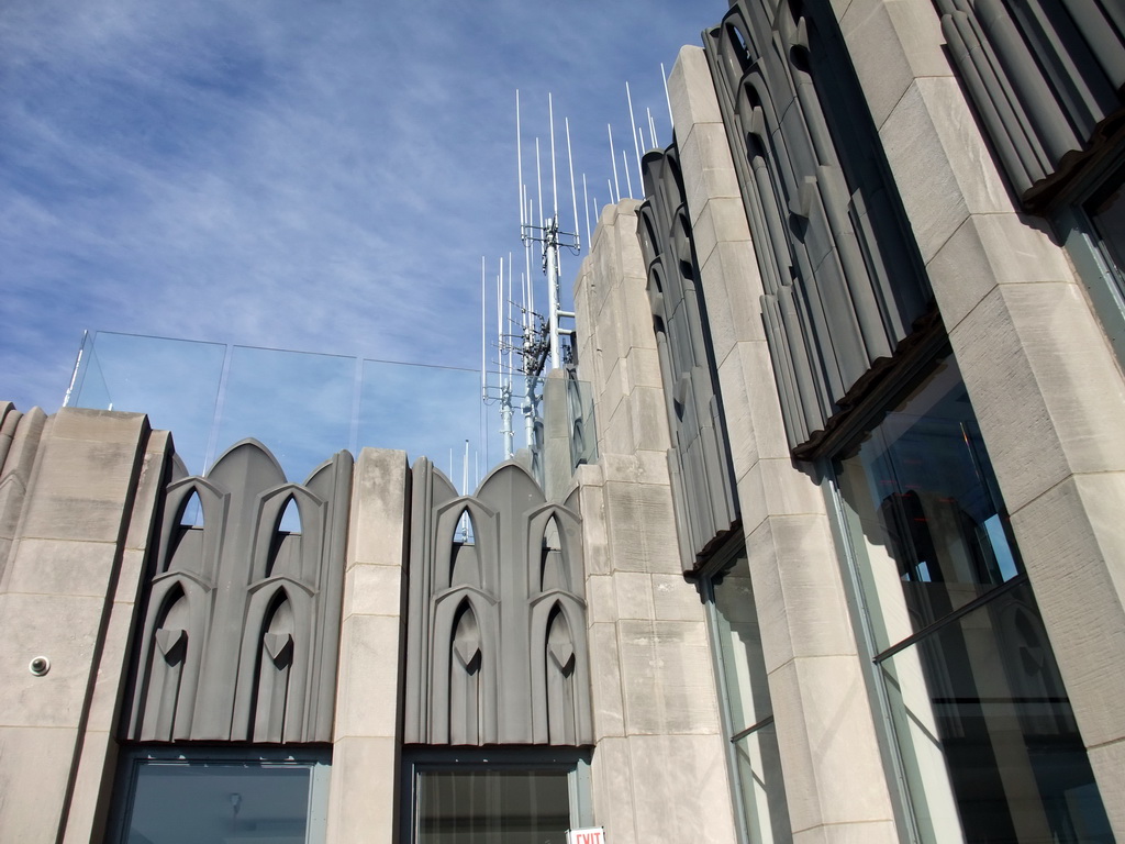 Antennas at the top level of the `Top of the Rock` Observation Deck at the GE Building of Rockefeller Center