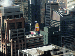 New Year`s Ball on top of the One Times Square building, viewed from the `Top of the Rock` Observation Deck at the GE Building of Rockefeller Center