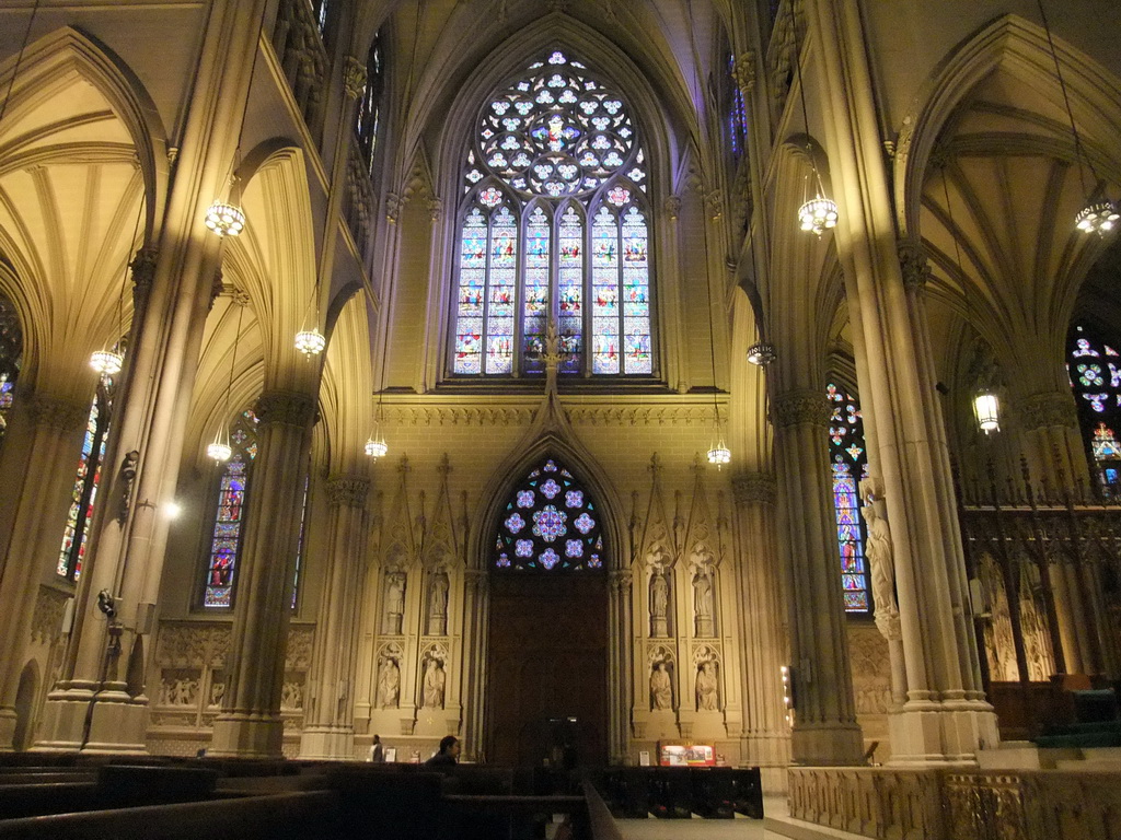 North transept with the Window of the Blessed Virgin Mary at Saint Patrick`s Cathedral