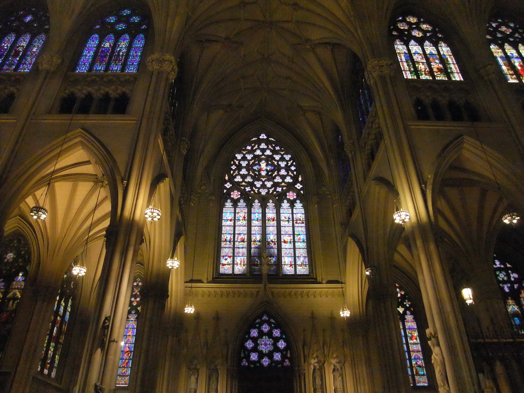North transept with the Window of the Blessed Virgin Mary at Saint Patrick`s Cathedral