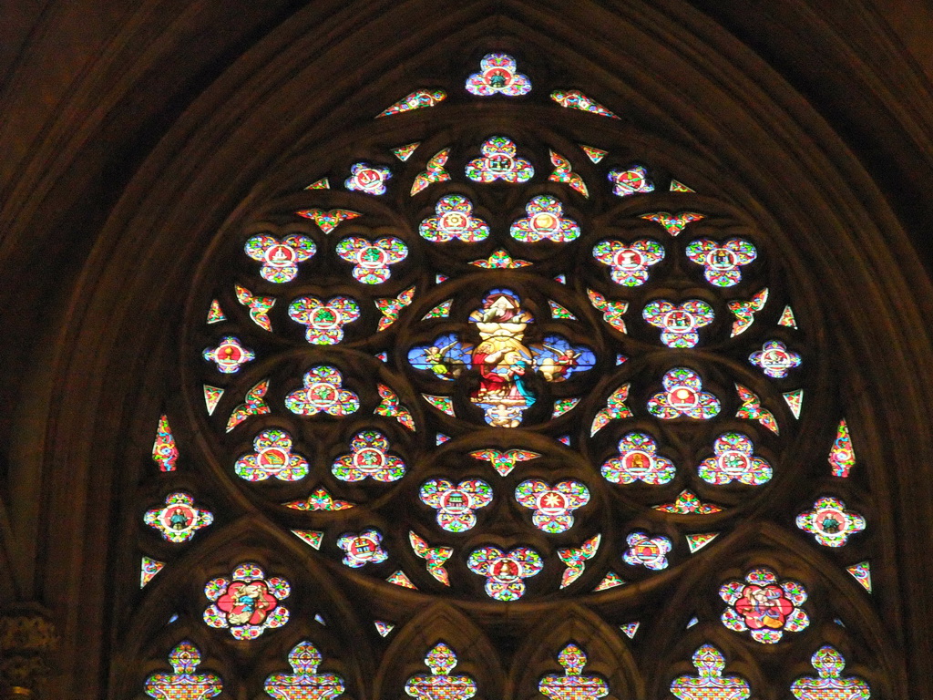 Window of the Blessed Virgin Mary at the north transept at Saint Patrick`s Cathedral