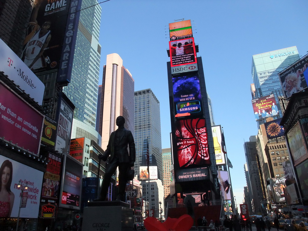 Times Square with the statue of George M. Cohan