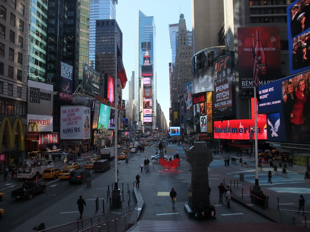 Times Square, viewed from the red steps at Times Square