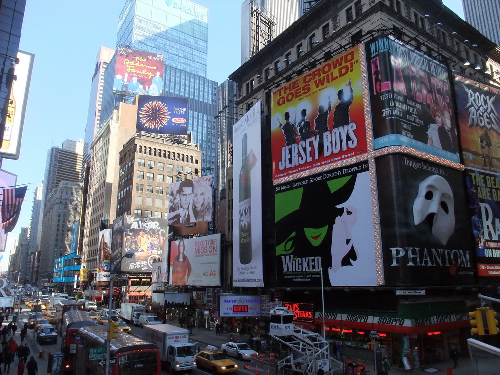 7th Avenue, viewed from the red steps at Times Square