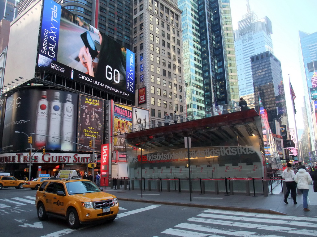 TKTS ticket booth under the red steps at Times Square