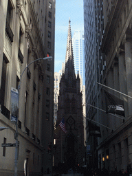 Wall Street and the front of Trinity Church