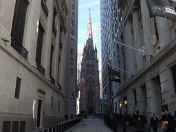 Wall Street and the front of Trinity Church