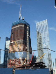 One World Trade Center building and the National September 11 Memorial & Museum, under construction
