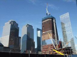 One World Trade Center building and the National September 11 Memorial & Museum, under construction