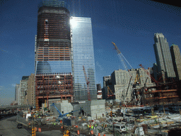 One World Trade Center building and the National September 11 Memorial & Museum, under construction