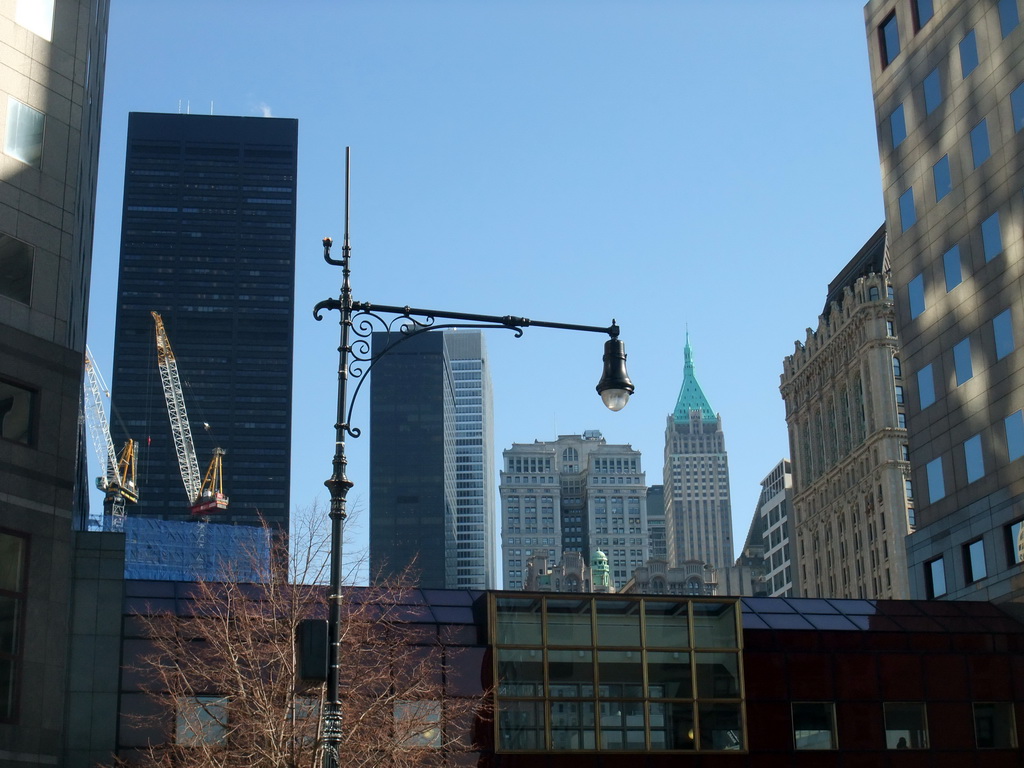 Walkway between One World Financial Center and Two World Financial Center, 40 Wall Street and Four World Trade Center building, under construction