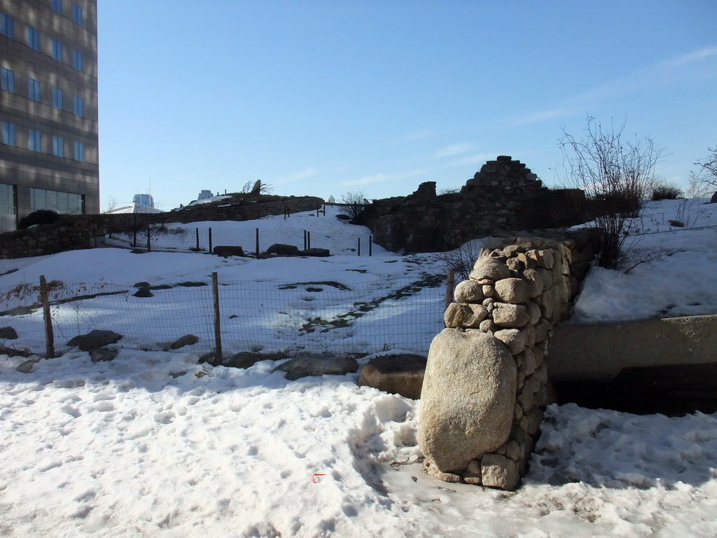 Irish Hunger Memorial in the snow at Battery Park City