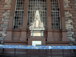 Monument to Brigadier General Richard Montgomery and photos of 9/11, at the front of Saint Paul`s Chapel