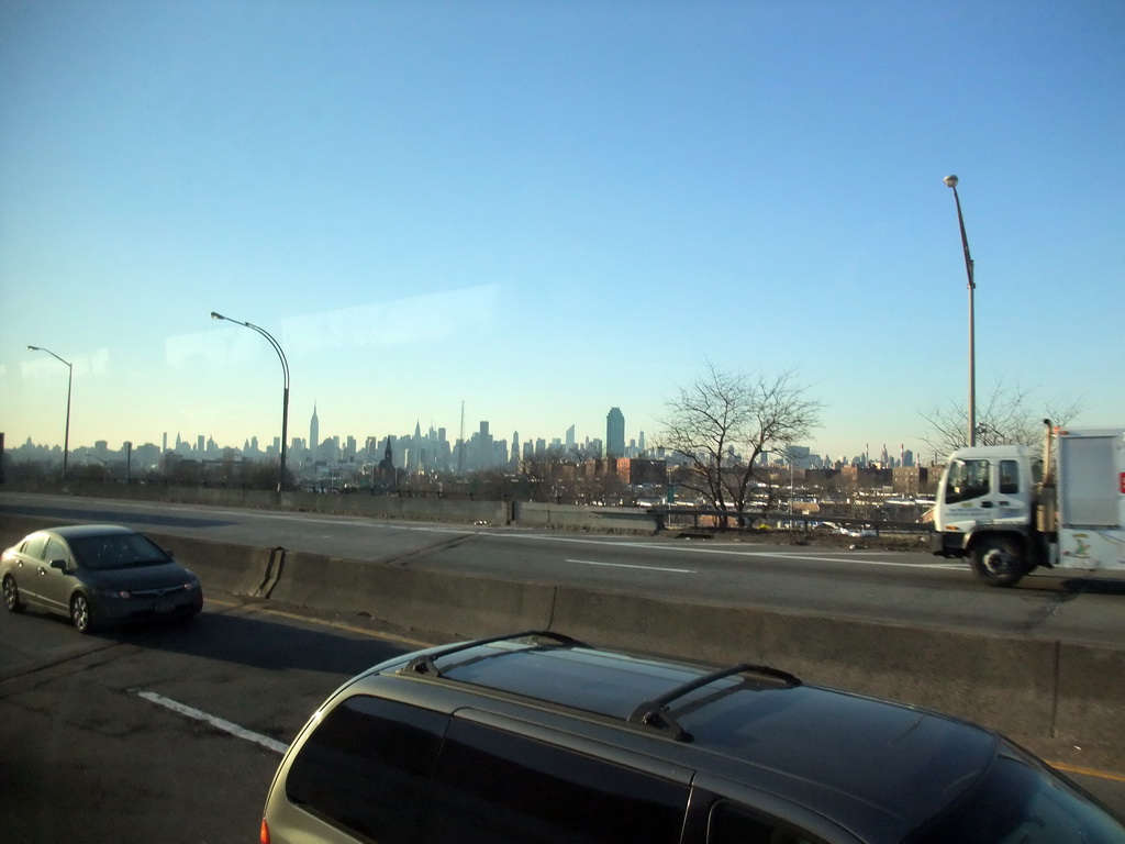 Skyline of Manhattan, viewed from the bus to JFK airport