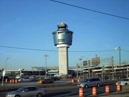 Control tower of LaGuardia Airport, viewed from the bus to JFK airport