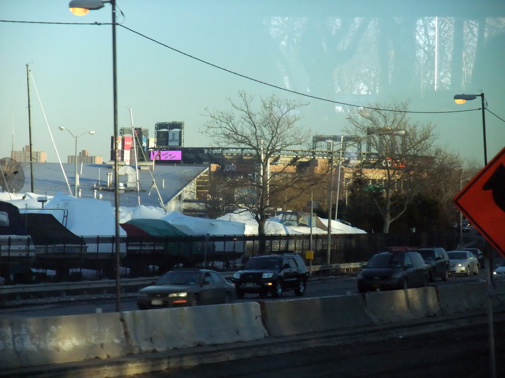 Citi Field baseball stadium, viewed from the bus to JFK airport